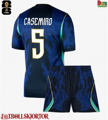 Brasilien Casemiro #5 Borta Kläder Barn VM 2026 Kortärmad (+ Korta byxor)